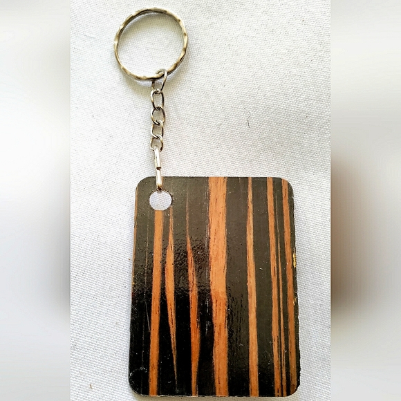 NEW Handmade Keychain Bag Tag! Italian Wood Sei Due6, Victorian Steampunk Cross - Picture 4 of 6